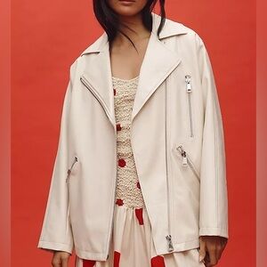 Anthropologie Maeve Oversized Faux-Leather Moto Jacket